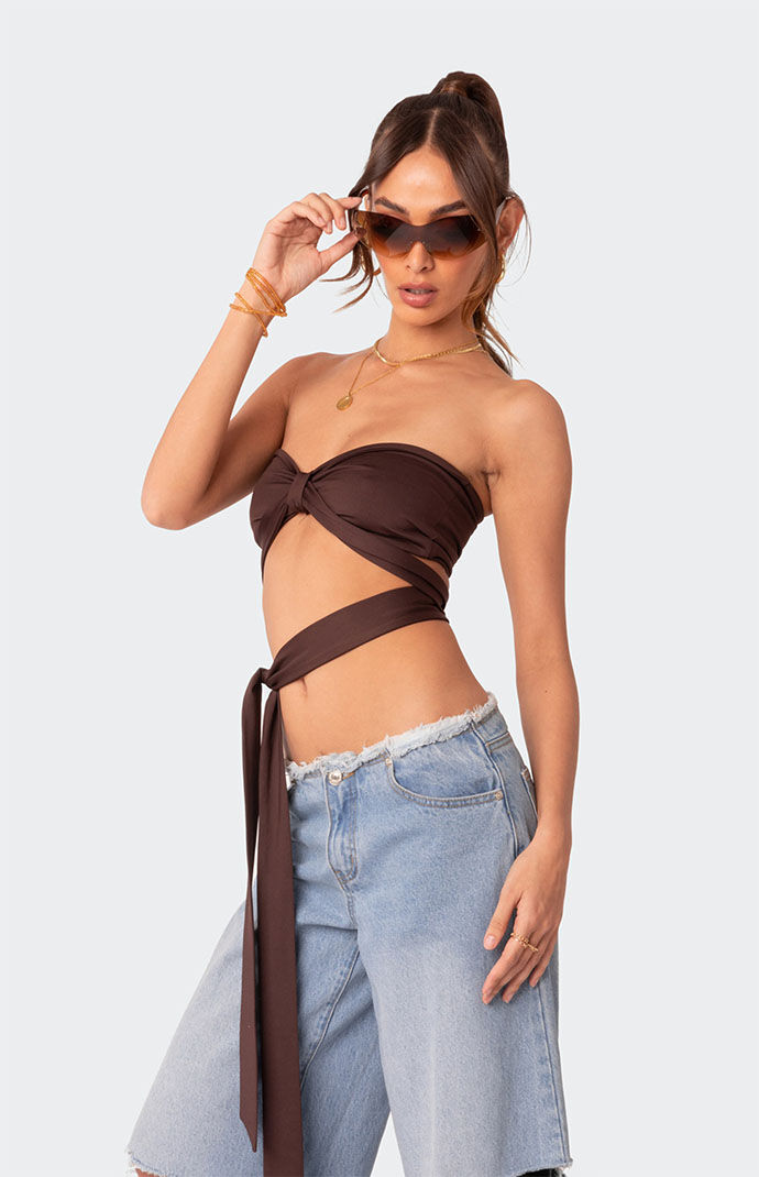 Edikted Wyatt Wrap Tie Bandeau Top | PacSun