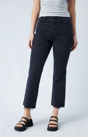 Eco Stretch Black High Waisted Cropped Bootcut Jeans