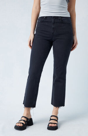 Eco Stretch Black High Waisted Cropped Bootcut Jeans image number 1