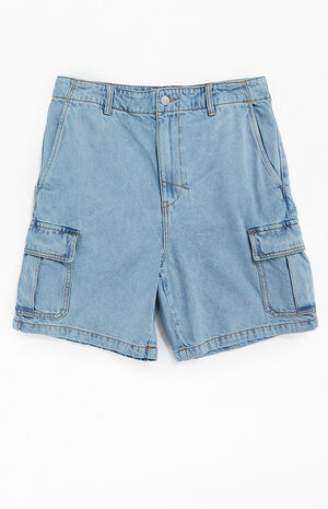 Light Indigo Baggy Denim Cargo Shorts image number 1