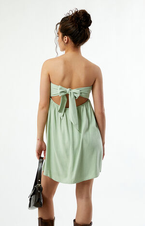 Tie Back Strapless Babydoll Mini Dress image number 4