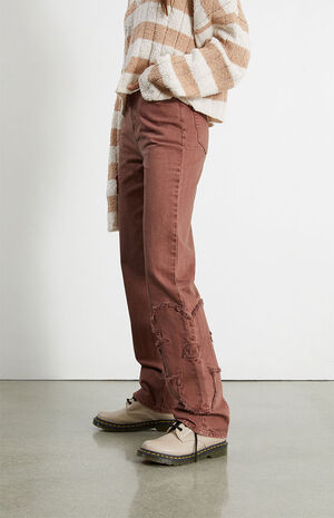 Eco Brown Flower Patch Boyfriend Jeans image number 3