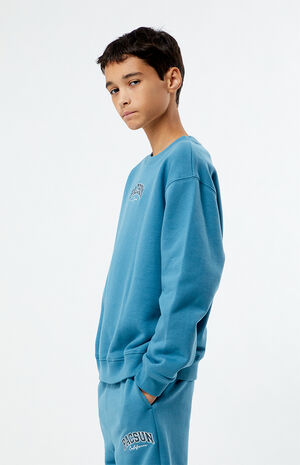 Blue Embroidered Crew Neck Sweatshirt image number 2