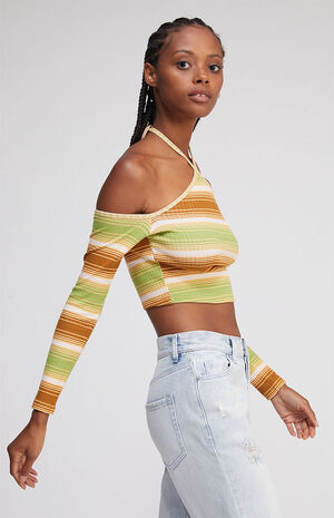 Striped Valedictorian Cold Shoulder Top image number 3
