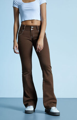 Brown Low Rise Bootcut Jeans image number 2