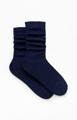 Navy Slouchy Crew Socks image number 2