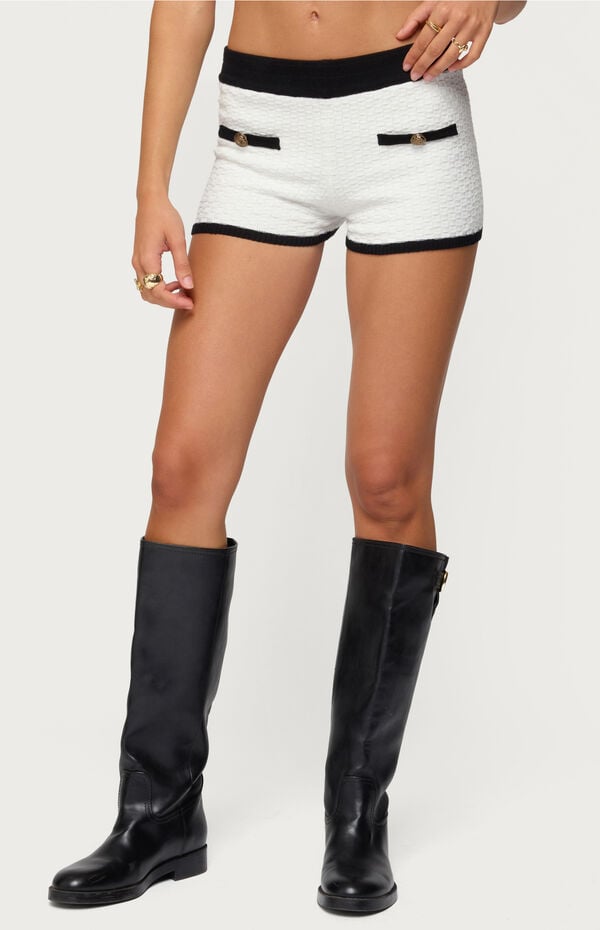 Edikted Mara Contrast Textured Knit Shorts