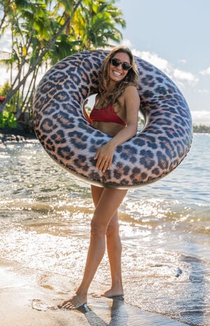 Inflatable Leopard Print Jumbo Pool Tube image number 2