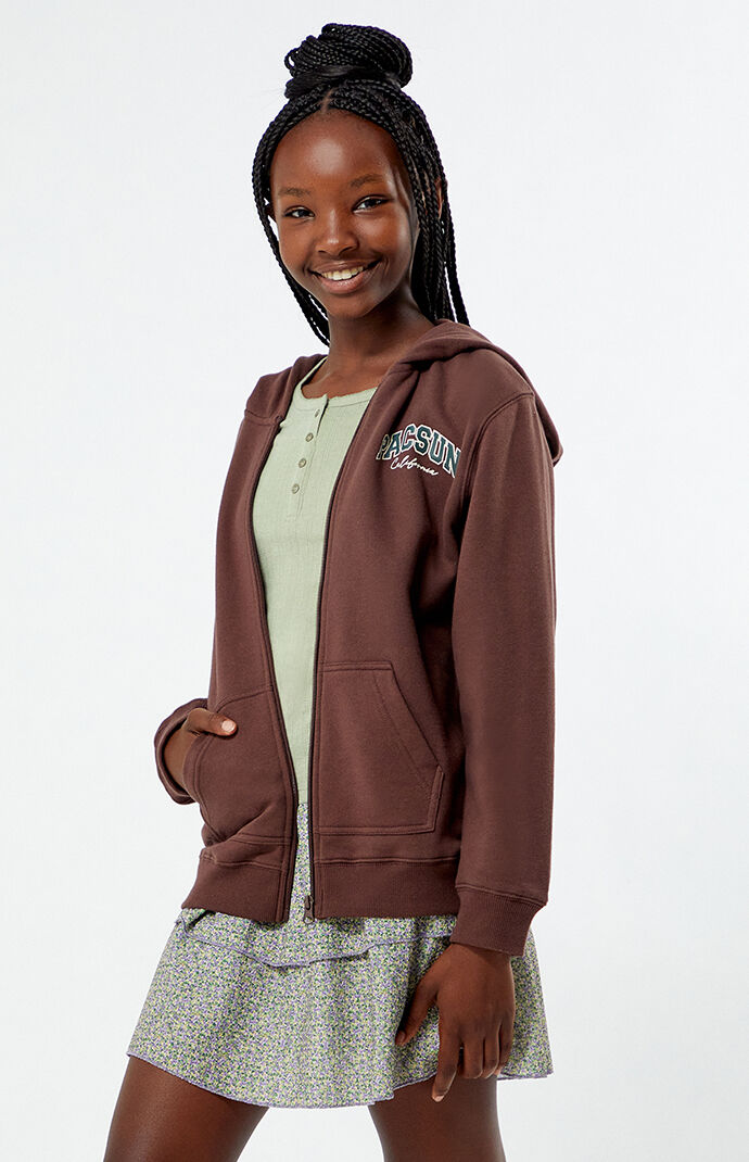 Women's brown zip up hoodie 2025