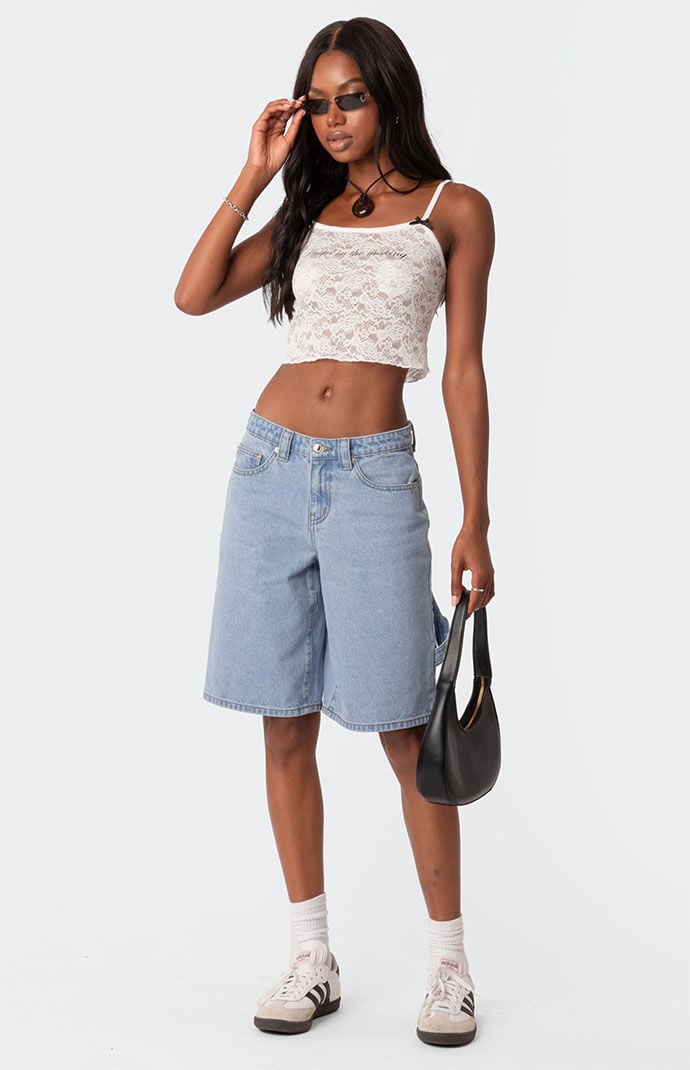 Edikted Low Rise Bermuda Denim Carpenter Shorts PacSun