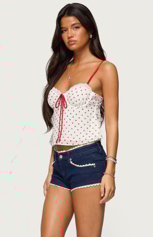 Contrast Polka Dot Cupped Chiffon Top image number 2