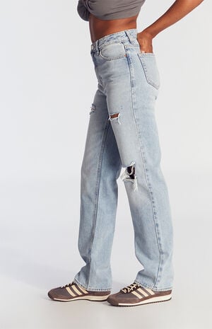 '90s Boyfriend Jeans Ripped Light Indigo image number 3