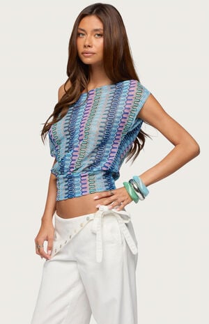 Taniya Off Shoulder Zigzag Knit Top image number 2