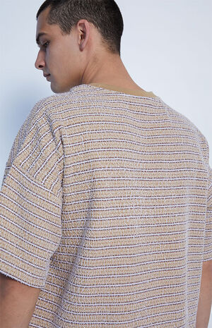 Tan & White Textured Cropped Oversized Shirt image number 2