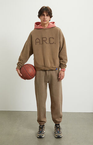 Brown Vintage Wash Heavyweight Fleece Crew Neck Sweatshirt image number 5