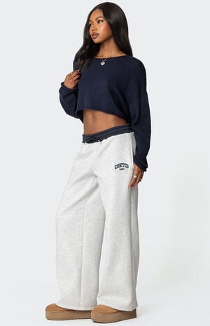 Edikted Contrast Embroidered Sweatpants image number 3