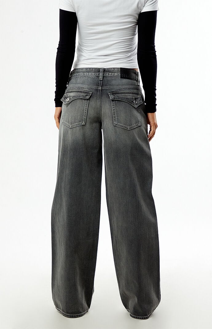 Pacsun Casey Low Rise Baggy Jeans Button Pocket Gray