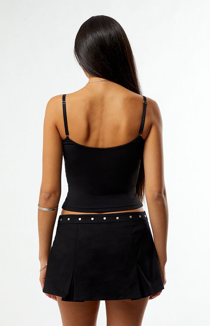 Third Charm Studded Pleated Mini Skirt