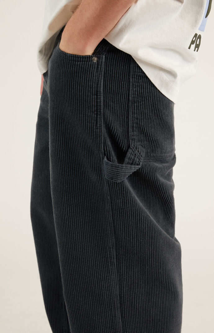 Pacsun Washed Black Corduroy Baggy Carpenter Pants | PacSun