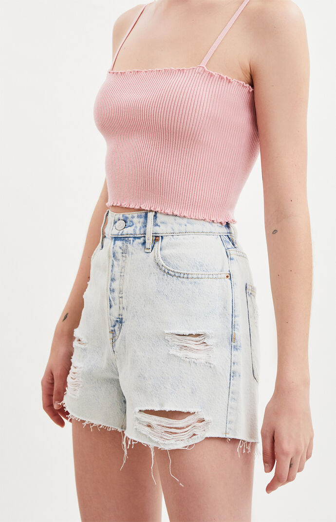 Capri Blue Denim High Rise Icon Shorts