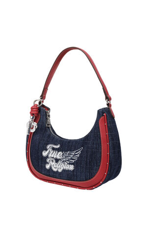 Red Wing Motif Denim Hobo Bag image number 3