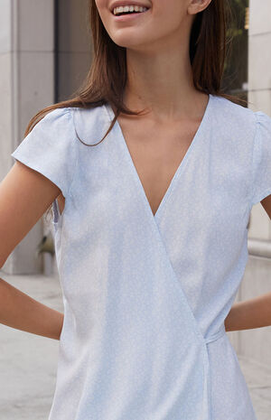 Blue Robbie Wrap Mini Dress image number 2