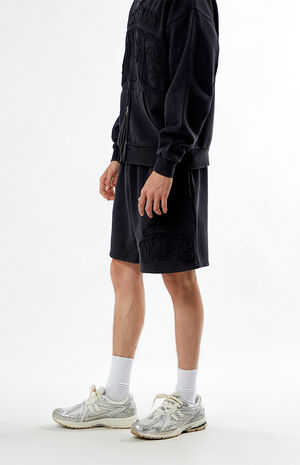 Frayed Lettering Fleece Sweat Shorts image number 3