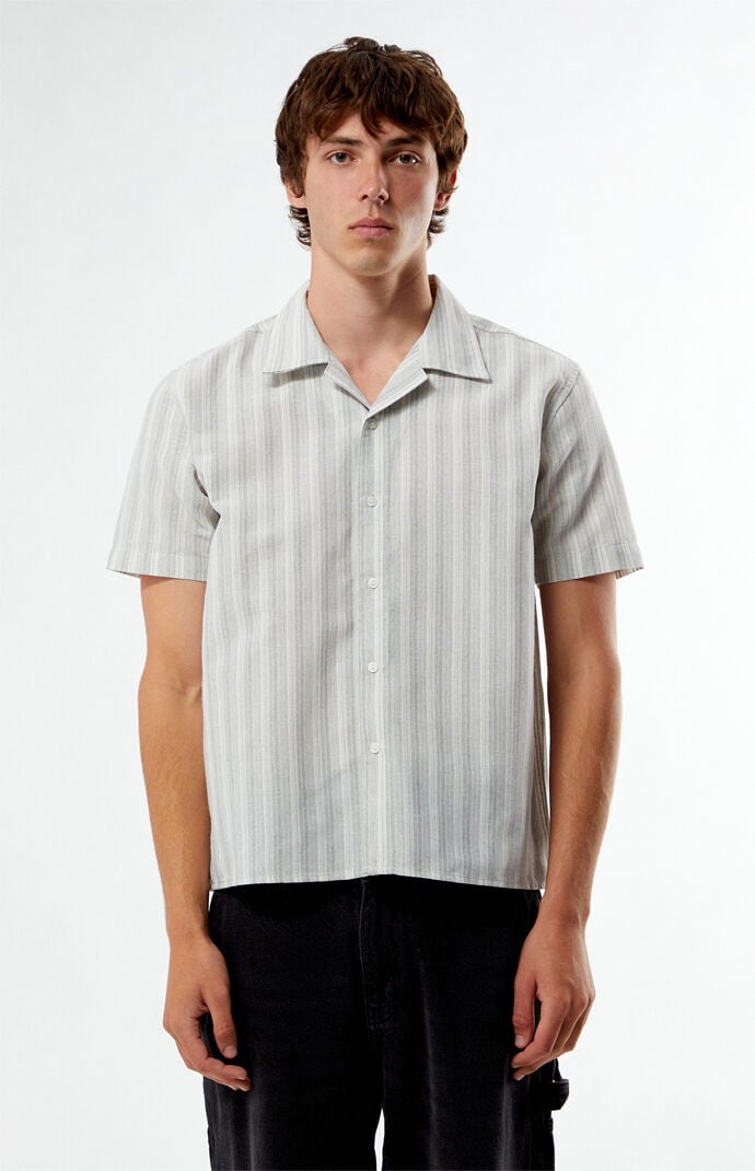 Pacsun Gray Striped Linen Camp Shirt
