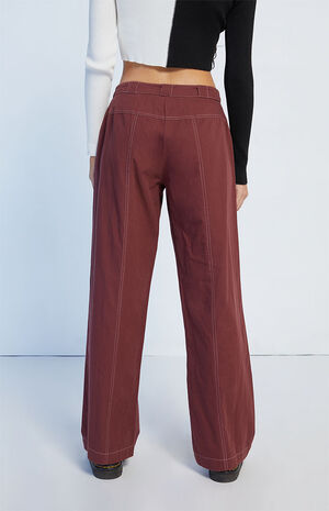 Brown Contrast Stitch Trousers image number 4