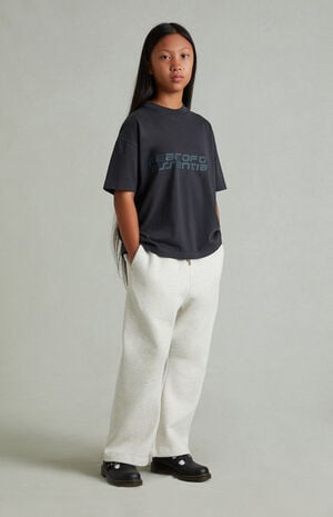 Kids Heather Oatmeal Flare Sweatpants image number 2
