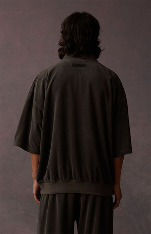 Off Black Terry Cloth Short Sleeve Polo Shirt image number 4