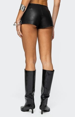 Grommet Faux Leather Micro Shorts image number 5