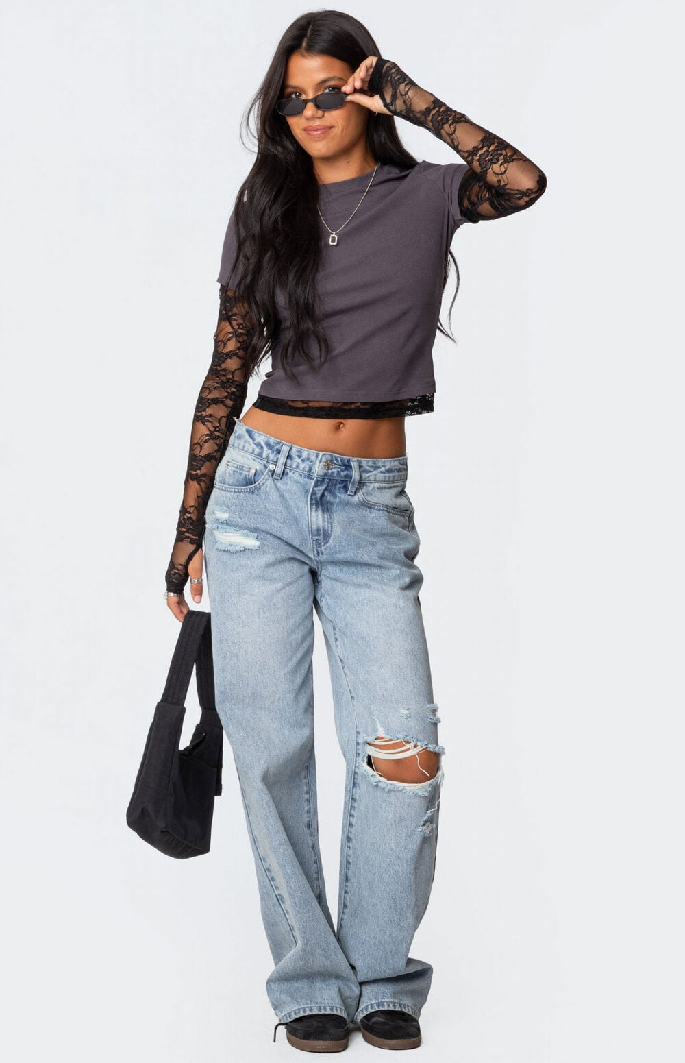 Lace Detail Long Sleeve T-Shirt