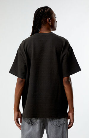Charcoal Oversized Jacquard Knit T-Shirt image number 4