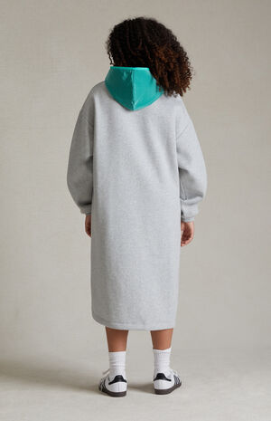 Essentials Light Heather Grey Mint Leaf Hooded Dress image number 4