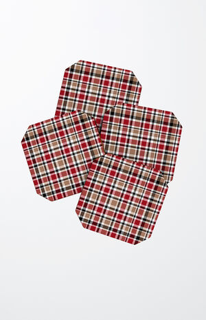 4 Pack Red Plaid Coasters image number 2