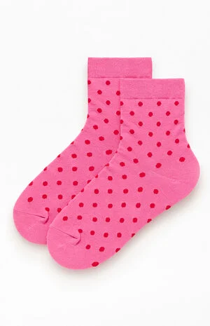 Pink Polka Dot Ankle Socks image number 1