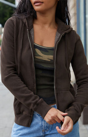 Brown Zip Up Hoodie image number 2