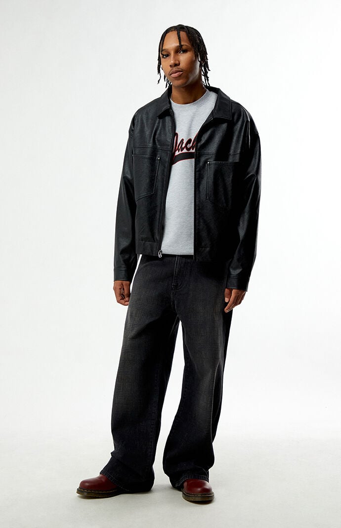 Pacsun Blake Extreme Baggy Jeans Plaid Washed Dark Gray