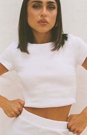 Organic White Classic Cropped T-Shirt image number 4
