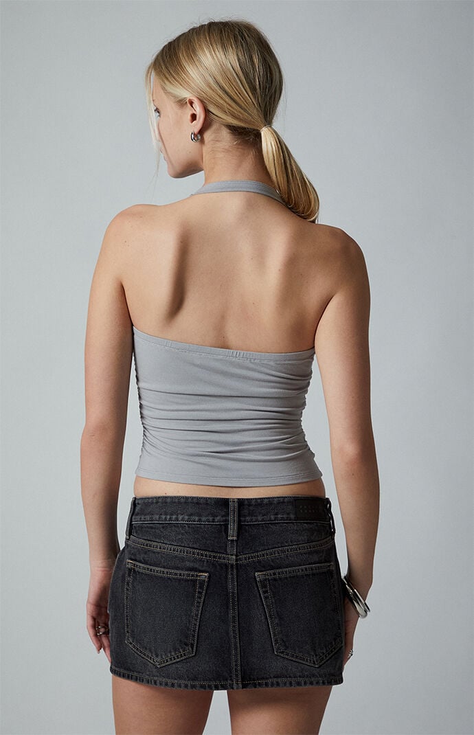 Third Charm Studded Strap Halter Tank Top