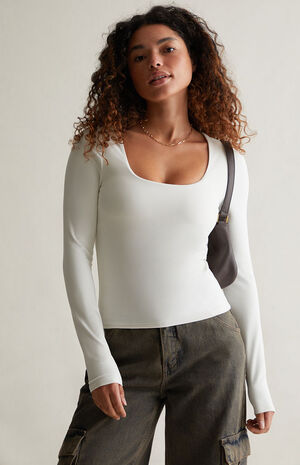 Breathe Scooped Out Fitted Long Sleeve Top image number 3