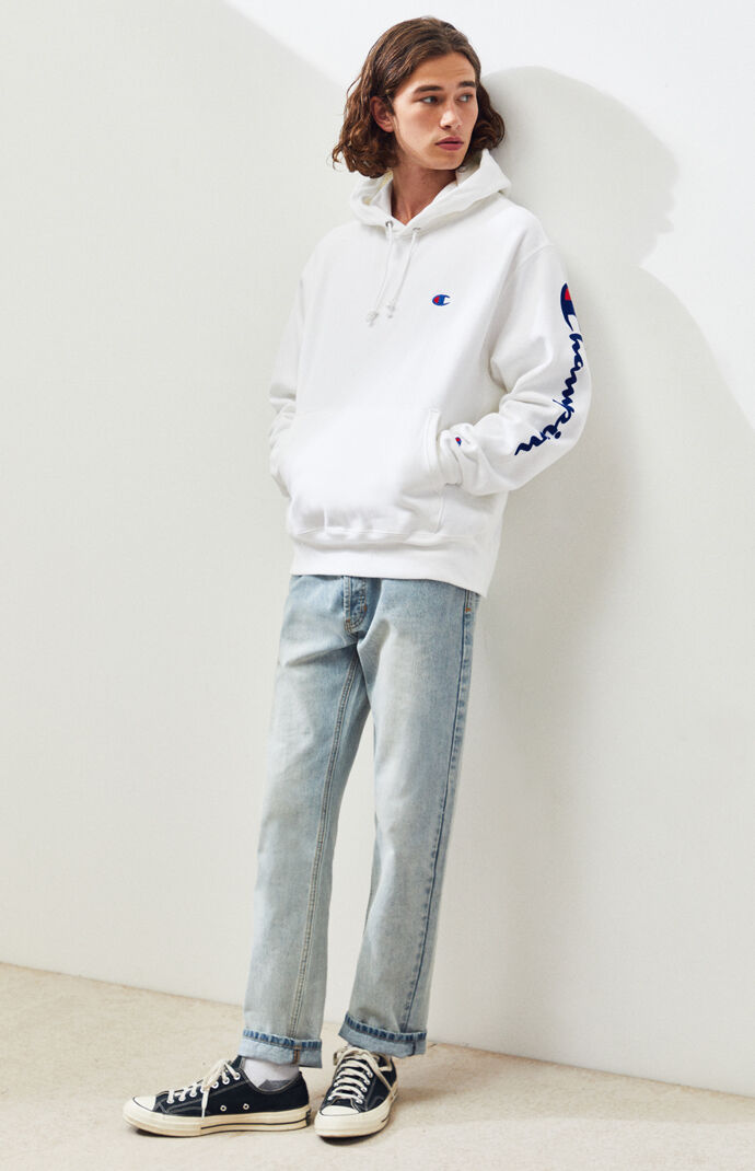 Reverse Weave Oversized Flock Pullover Hoodie