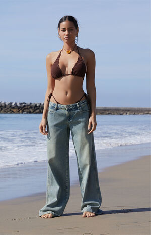 Brown Thea Crochet Triangle Bikini Top image number 5