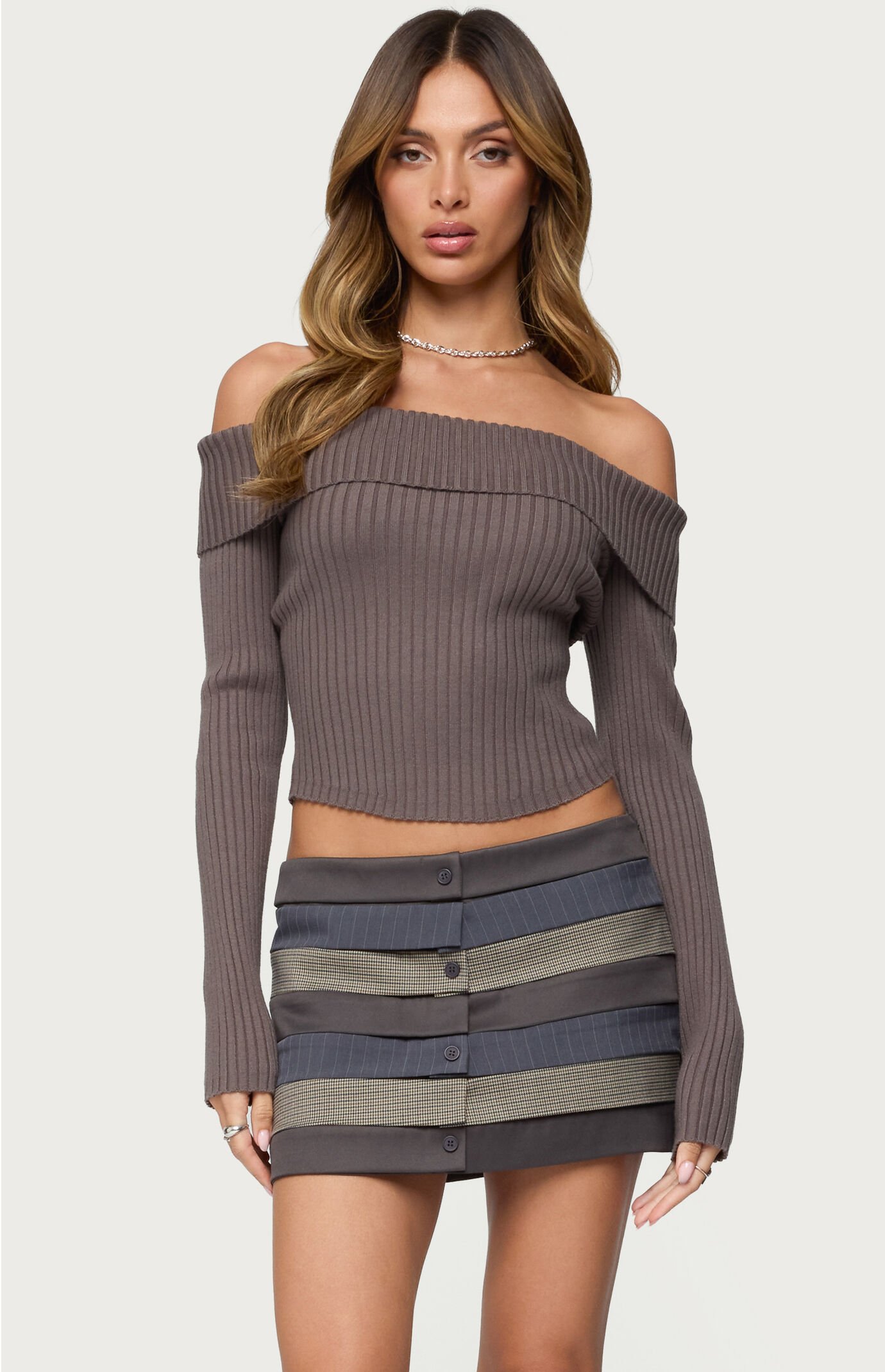 Edikted Lauren Knit Fold Over Top