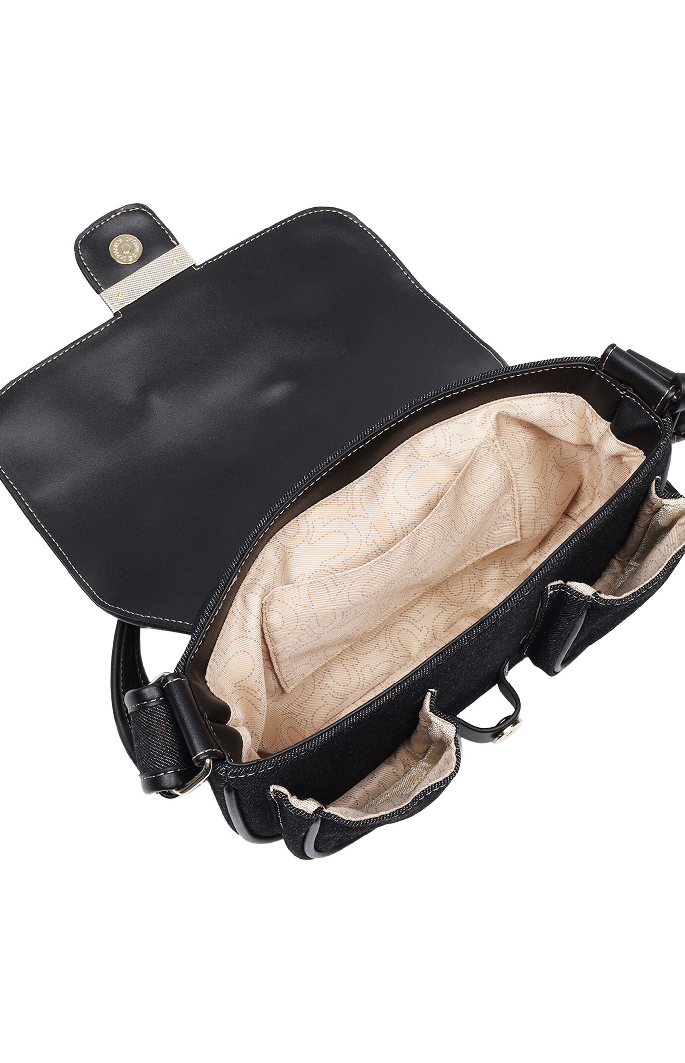 True Religion Black Double Pocket Denim Satchel Bag