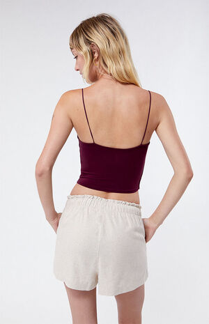 Linen Elastic Waist Shorts image number 3