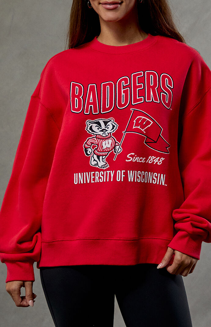 WILD COLLECTIVE Wisconsin Badgers Crew Neck Sweatshirt