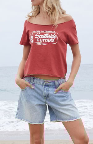 Light Blue Low Rise Relaxed Jorts image number 1