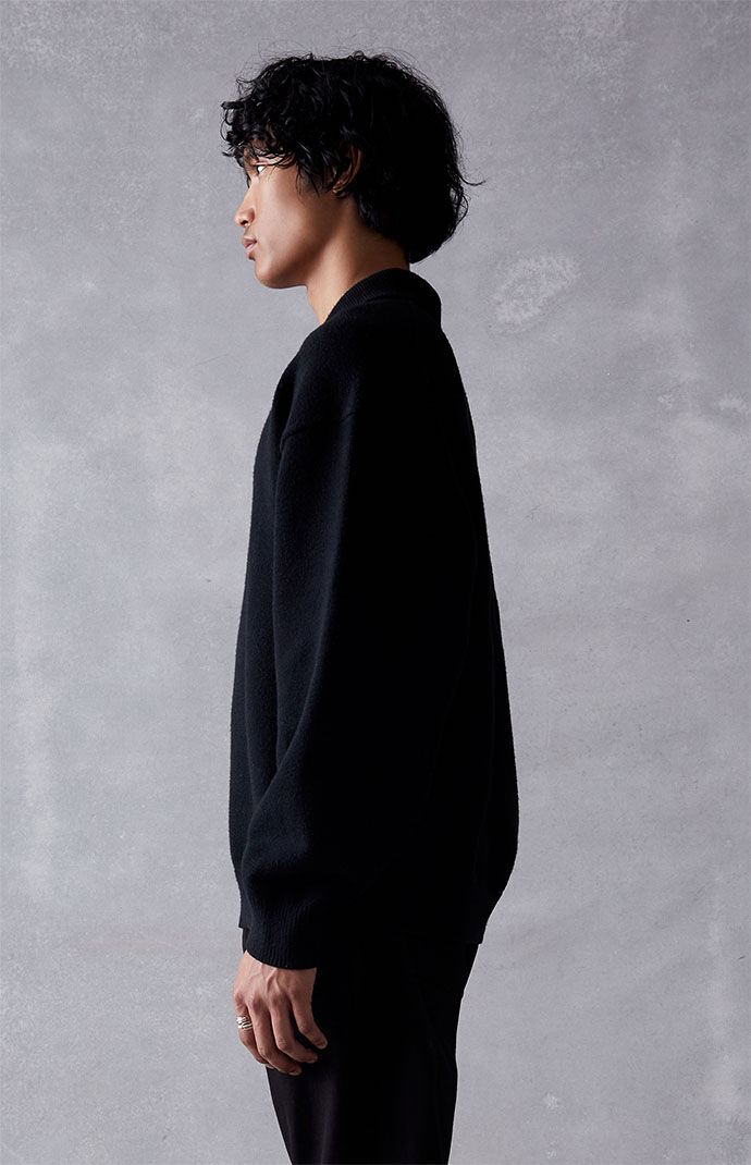 Fear of God Essentials Jet Black Knit Polo Sweater | PacSun